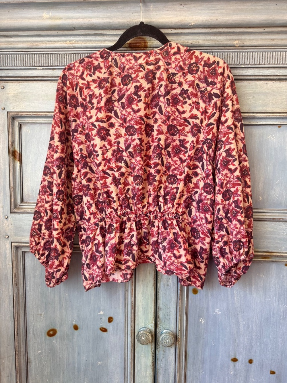Doen Juliette Cotton Blouse in Burgundy Color Size S - Picture 7 of 10